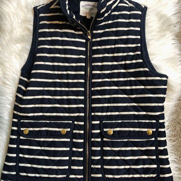 Cambridge Dry Goods Vest‎ Womens Striped Quilted Puffer Sleeveless Jacket - Picture 1 of 5